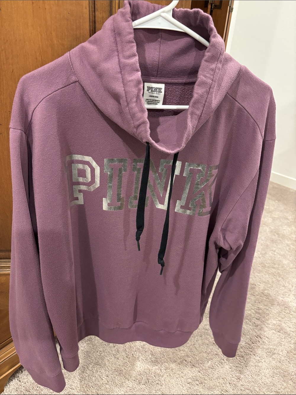 PINK Victoria's Secret Mauve Cowl Neck Sweatshirt with Silver Logo